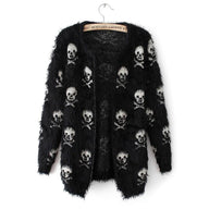 Kardigan Damski z Motywem Czaszek | Stylowy Sweter Damski