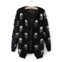 Kardigan Damski z Motywem Czaszek | Stylowy Sweter Damski