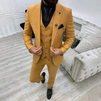 Garnitur Męski 3 Częściowy Slim Fit na Wesele | Klasyczny Smoking na Eleganckie Okazje