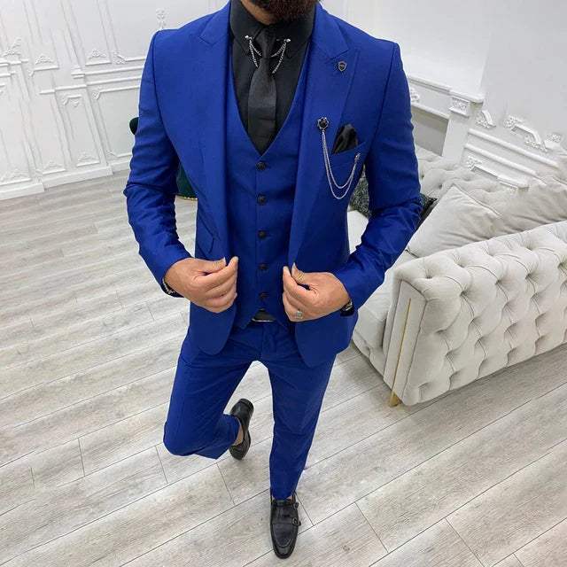 Garnitur Męski 3 Częściowy Slim Fit na Wesele | Klasyczny Smoking na Eleganckie Okazje
