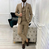Garnitur Męski 3 Częściowy Slim Fit na Wesele | Klasyczny Smoking na Eleganckie Okazje