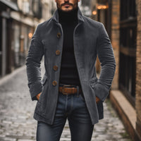 Męska Sztruksowa Kurtka ze Stójką w Slim Ficie | Stylowa Kurtka Jesienna