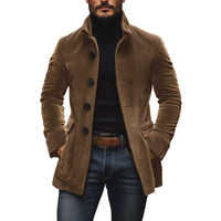 Płaszcz Męski Sztruksowy Slim z Kołnierzem Stójką | Elegancka Kurtka Jesienna i Przejściowa