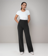 Spodnie z wysokim stanem | Szerokie nogawki | Styl retro | Modny casual