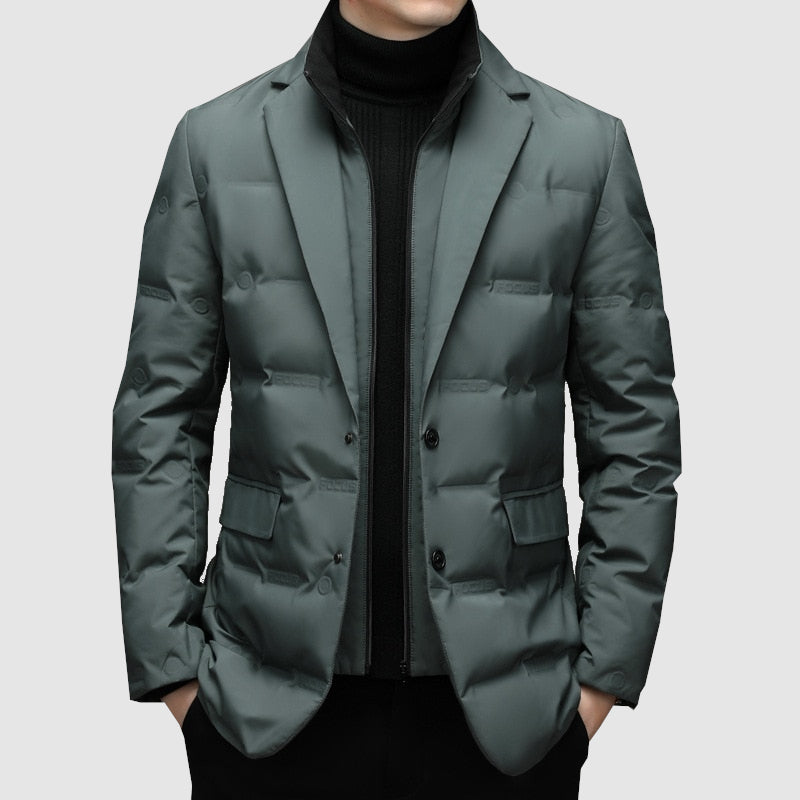 Kurtka Męska Puchowa w Stylu Marynarki | Elegancka Kurtka Zimowa Pikowana
