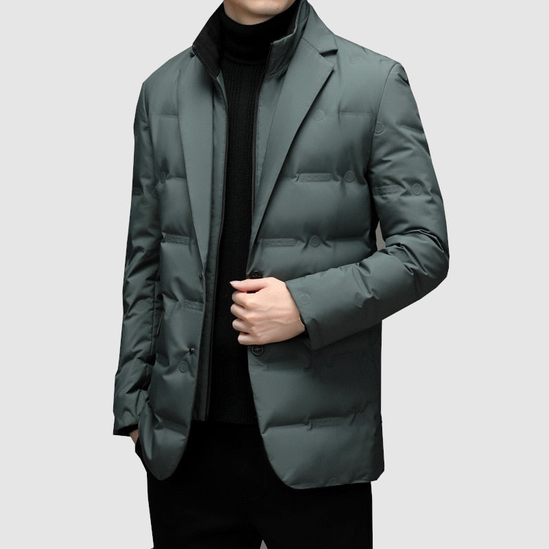Kurtka Męska Puchowa w Stylu Marynarki | Elegancka Kurtka Zimowa Pikowana