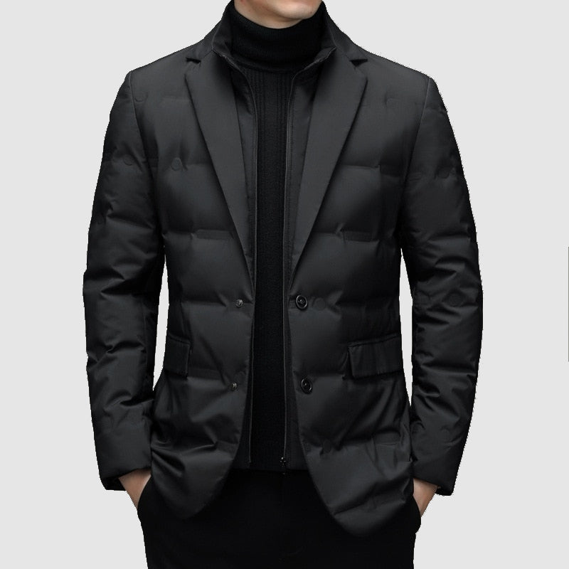 Kurtka Męska Puchowa w Stylu Marynarki | Elegancka Kurtka Zimowa Pikowana
