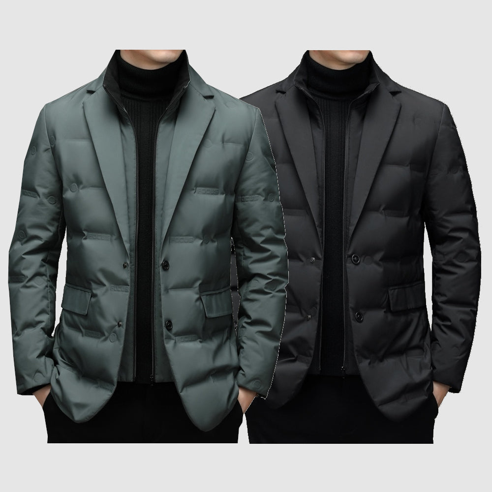 Kurtka Męska Puchowa w Stylu Marynarki | Elegancka Kurtka Zimowa Pikowana