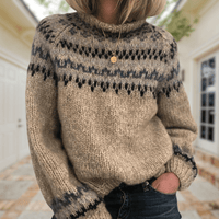 Sweter Damski w Stylu Islandzkim | Ciepły Elegancki Golf