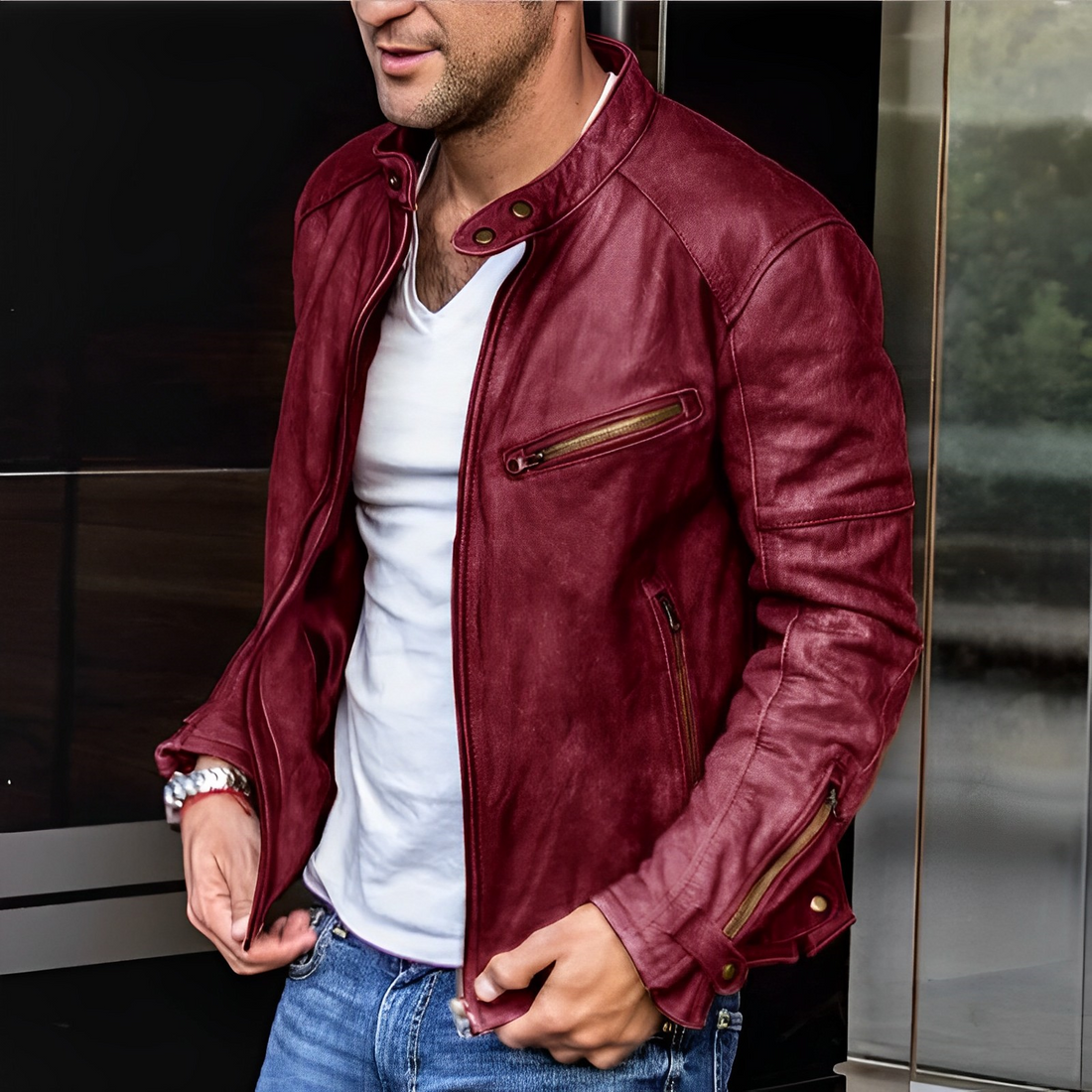 Kurtka Męska Skórzana w Klasycznym Stylu | Elegancka Kurtka Przejściowa dla Mężczyzn