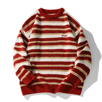 Sweter Męski Dzianinowy w Paski Casual Loose Fit | Klasyczny Sweter na Zimę
