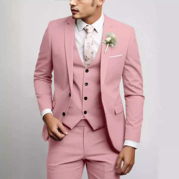 Garnitur Męski Slim Fit 3 Częściowy na Wesele | Nowoczesny Smoking na Eleganckie Okazje