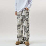 Jeansy Cargo Męskie w Luźnym Stylu Streetwear | Spodnie Baggy w Moro