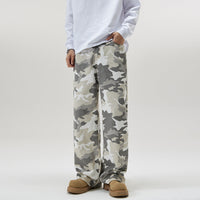 Jeansy Cargo Męskie w Luźnym Stylu Streetwear | Spodnie Baggy w Moro