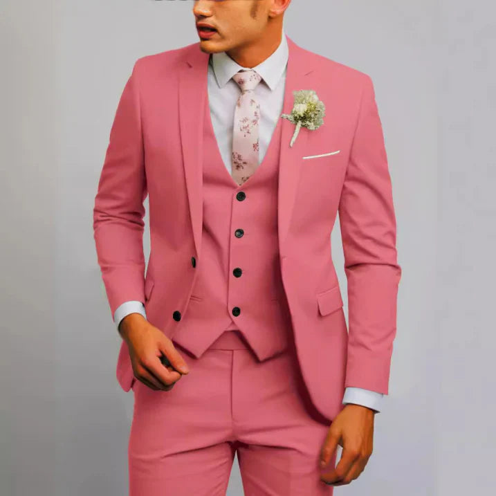 Garnitur Męski Slim Fit 3 Częściowy na Wesele | Nowoczesny Smoking na Eleganckie Okazje