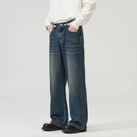 Jeansy Męskie Loose Fit w Stylu Casual Streetwear | Szerokie Spodnie Denim