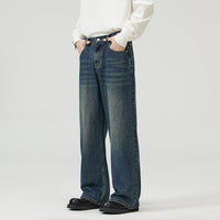 Jeansy Męskie Loose Fit w Stylu Casual Streetwear | Szerokie Spodnie Denim
