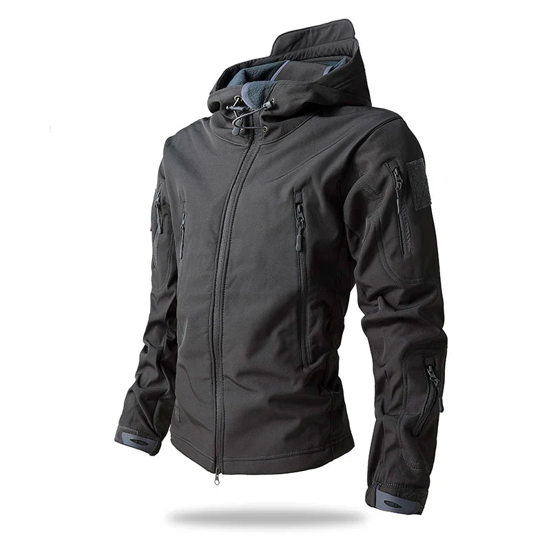 Kurtka Męska Taktyczna w Moro Softshell z Kapturem | Wodoodporna Kurtka Outdoor