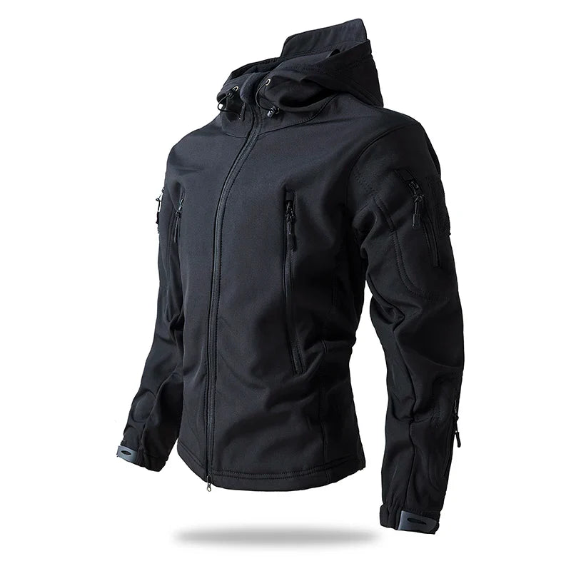 Kurtka Męska Taktyczna Softshell w Moro z Kapturem | Wodoodporna Kurtka Outdoor