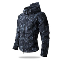 Kurtka Męska Taktyczna Softshell w Moro z Kapturem | Wodoodporna Kurtka Outdoor