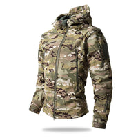 Kurtka Męska Taktyczna w Moro Softshell z Kapturem | Wodoodporna Kurtka Outdoor