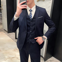 Garnitur Męski Slim Fit 3-Częściowy | Klasyczny Styl Wizytowy na Biznes i Wydarzenia