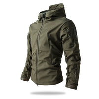 Kurtka Męska Taktyczna Softshell w Moro z Kapturem | Wodoodporna Kurtka Outdoor