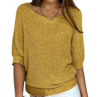 Sweter Damski Dzianinowy z Rękawem 3/4 | Casualowy Sweter Damski na Co Dzień
