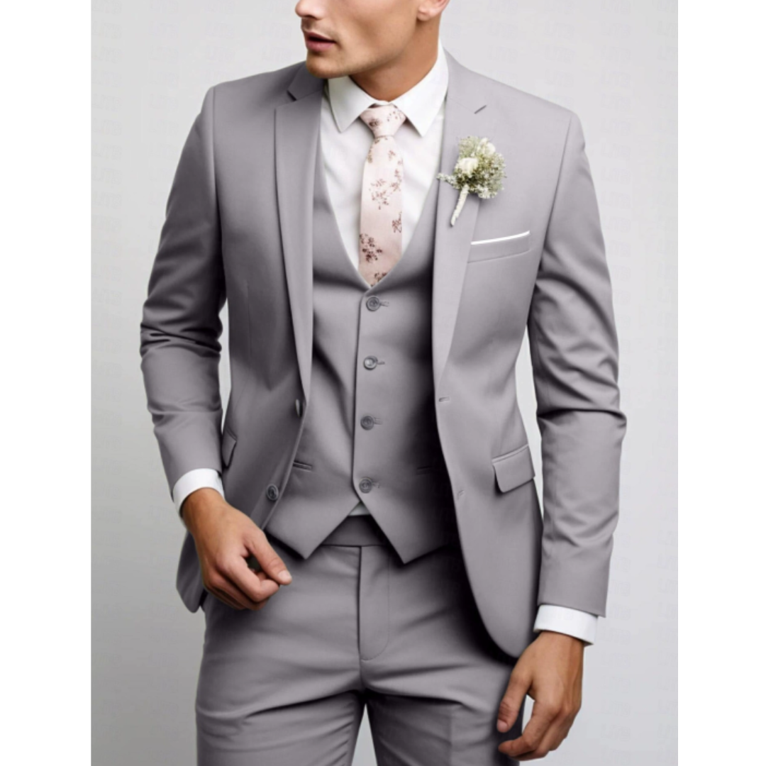 Garnitur Męski Slim Fit 3 Częściowy na Wesele | Nowoczesny Smoking na Eleganckie Okazje