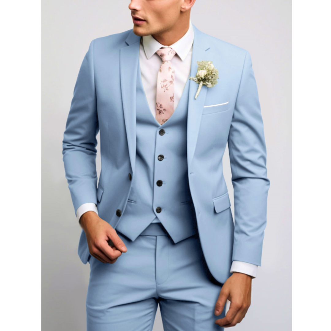 Garnitur Męski Slim Fit 3 Częściowy na Wesele | Nowoczesny Smoking na Eleganckie Okazje