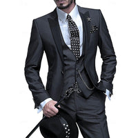 Garnitur Męski Slim Fit 3 Częściowy na Wesele | Elegancki Smoking na Uroczystości
