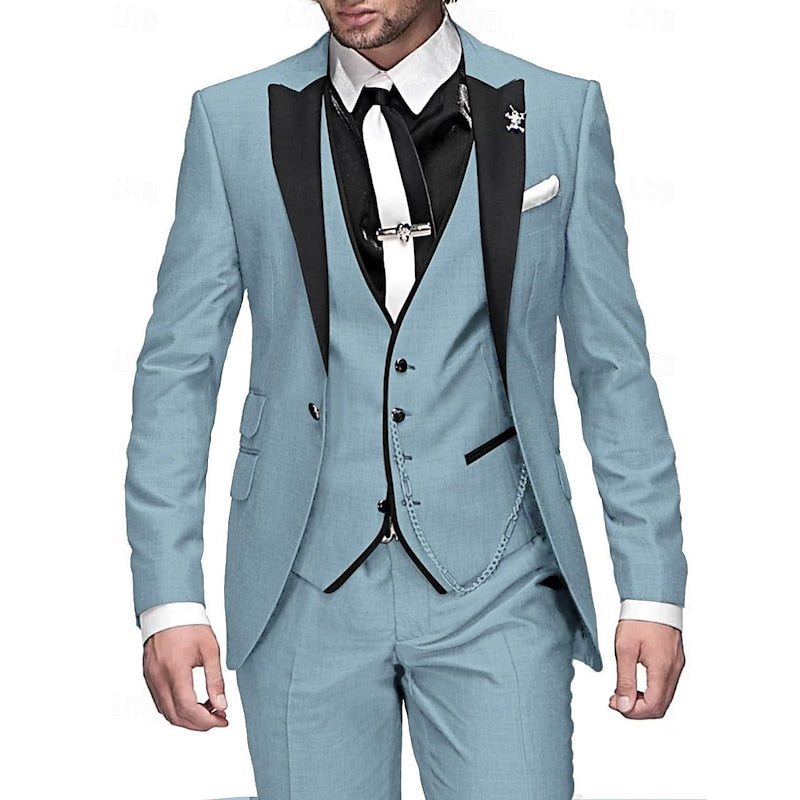 Garnitur Męski Slim Fit 3 Częściowy na Wesele | Elegancki Smoking na Uroczystości