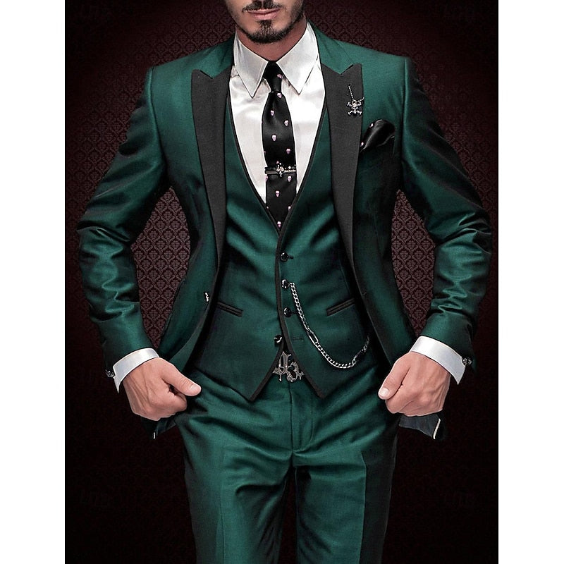 Garnitur Męski Slim Fit 3 Częściowy na Wesele | Elegancki Smoking na Uroczystości