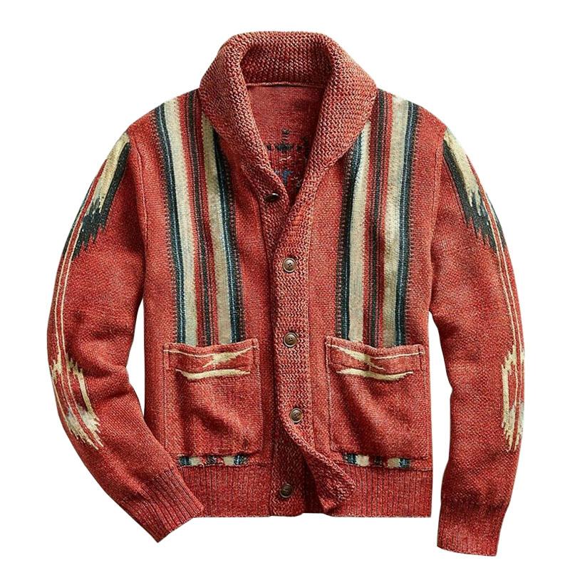 Kardigan Męski Dzianinowy z Kołnierzem | Elegancki Sweter Męski na Chłodne Dni