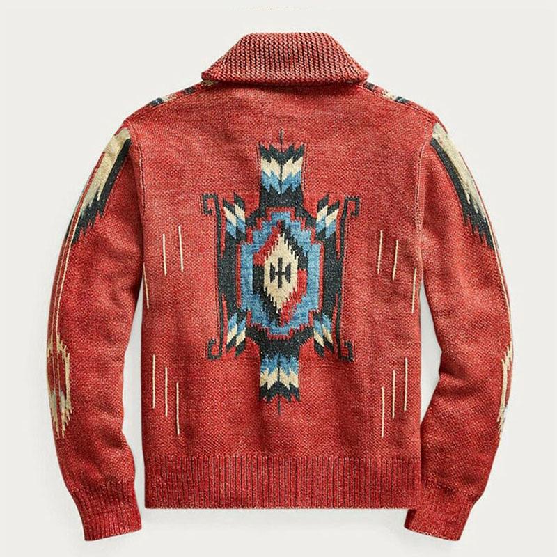 Kardigan Męski Dzianinowy z Kołnierzem | Elegancki Sweter Męski na Chłodne Dni