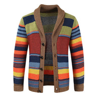 Sweter Męski z Kołnierzem w Stylu Colorblock | Elegancki Kardigan na Chłodne Dni