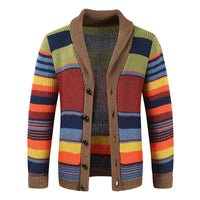 Sweter Męski z Kołnierzem w Stylu Colorblock | Elegancki Kardigan na Chłodne Dni