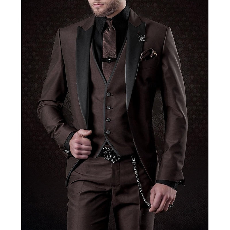 Garnitur Męski Slim Fit 3 Częściowy na Wesele | Elegancki Smoking na Uroczystości