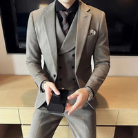 Garnitur Męski Old Money 3 Częściowy Slim Fit | Klasyczny Smoking na Eleganckie Okazje