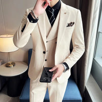 Garnitur Męski Old Money 3 Częściowy Slim Fit | Klasyczny Smoking na Eleganckie Okazje