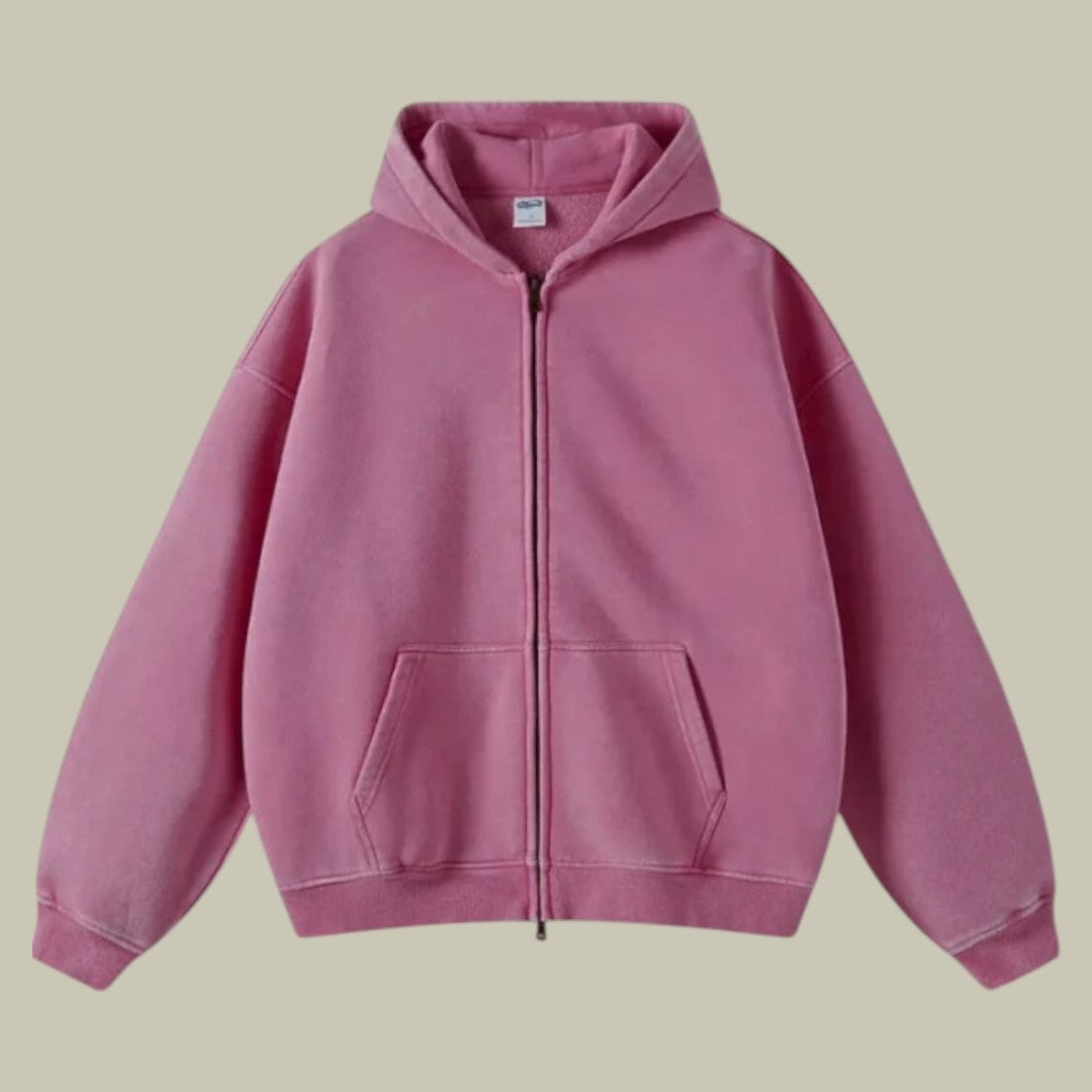 Męska Bluza z Kapturem Oversize z Zamkiem | Sportowa Bluza w Streetwearowym Stylu