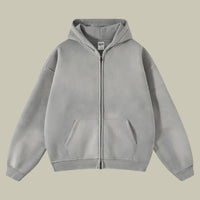Męska Bluza z Kapturem Oversize z Zamkiem | Sportowa Bluza w Streetwearowym Stylu