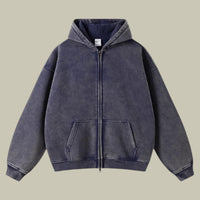 Męska Bluza z Kapturem Oversize z Zamkiem | Sportowa Bluza w Streetwearowym Stylu