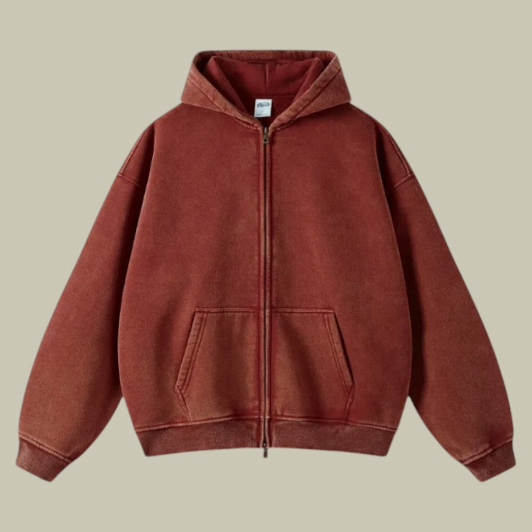 Męska Bluza z Kapturem Oversize z Zamkiem | Sportowa Bluza w Streetwearowym Stylu