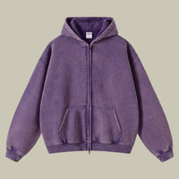 Męska Bluza z Kapturem Oversize z Zamkiem | Sportowa Bluza w Streetwearowym Stylu