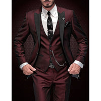 Garnitur Męski Slim Fit 3 Częściowy na Wesele | Elegancki Smoking na Uroczystości