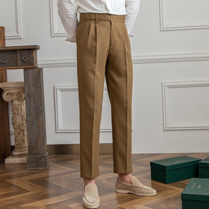 Męskie Spodnie w Stylu Old Money z Zakładką | Eleganckie Spodnie na Co Dzień