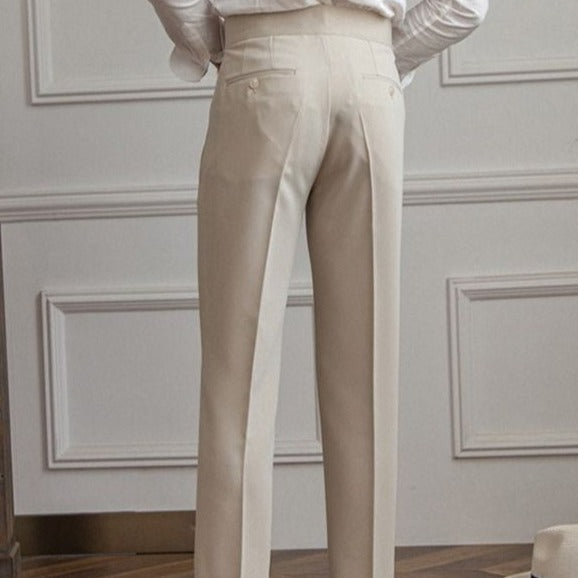 Męskie Spodnie w Stylu Old Money z Zakładką | Eleganckie Spodnie na Co Dzień