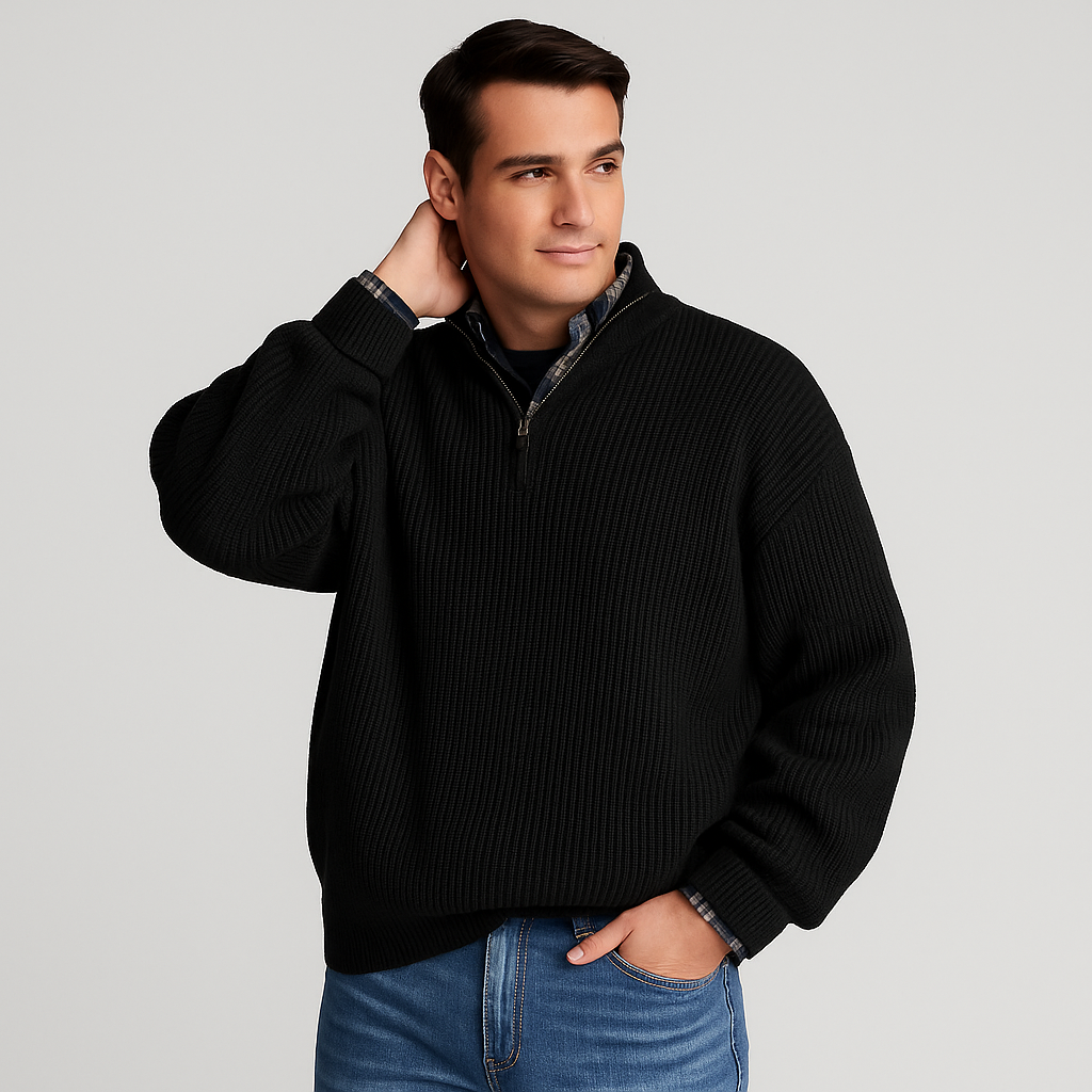 Sweter Męski z Półzamkiem w Klasycznym Stylu | Sweter Męski Elegancki