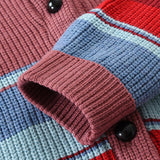 Sweter Męski z Kołnierzem w Stylu Colorblock | Elegancki Kardigan na Chłodne Dni